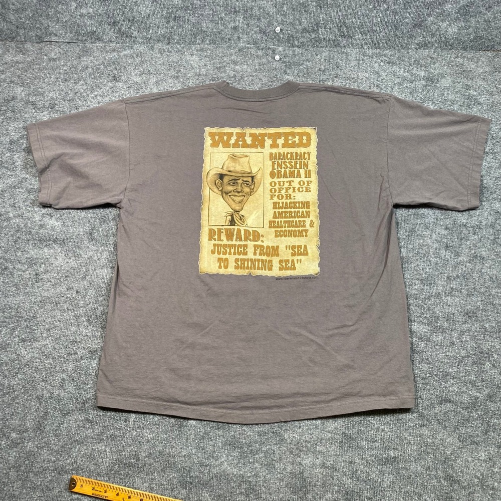 Liberalism 101 Barack Obama Wanted Political Graphic T-Shirt Gray 3XL USA